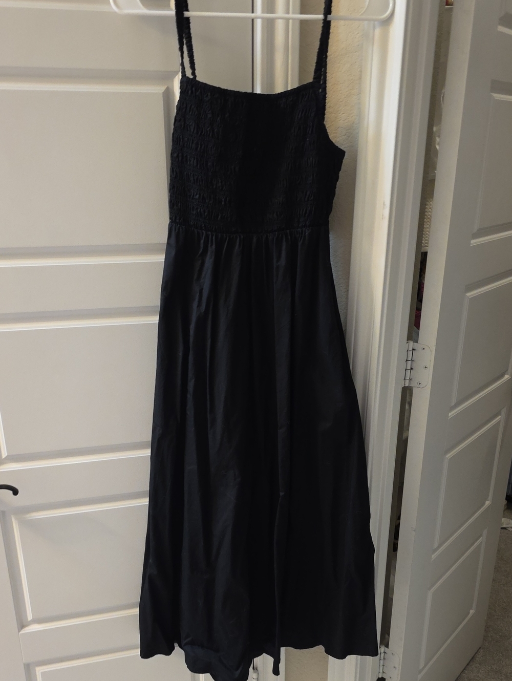 Old Navy Black Midi Dress with Smocked Bodice